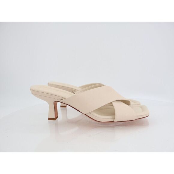 Vince Cecila Crisscross Sandal Ivory Leather Kitten Heel Comfy Career Size 11M - Picture 3 of 11
